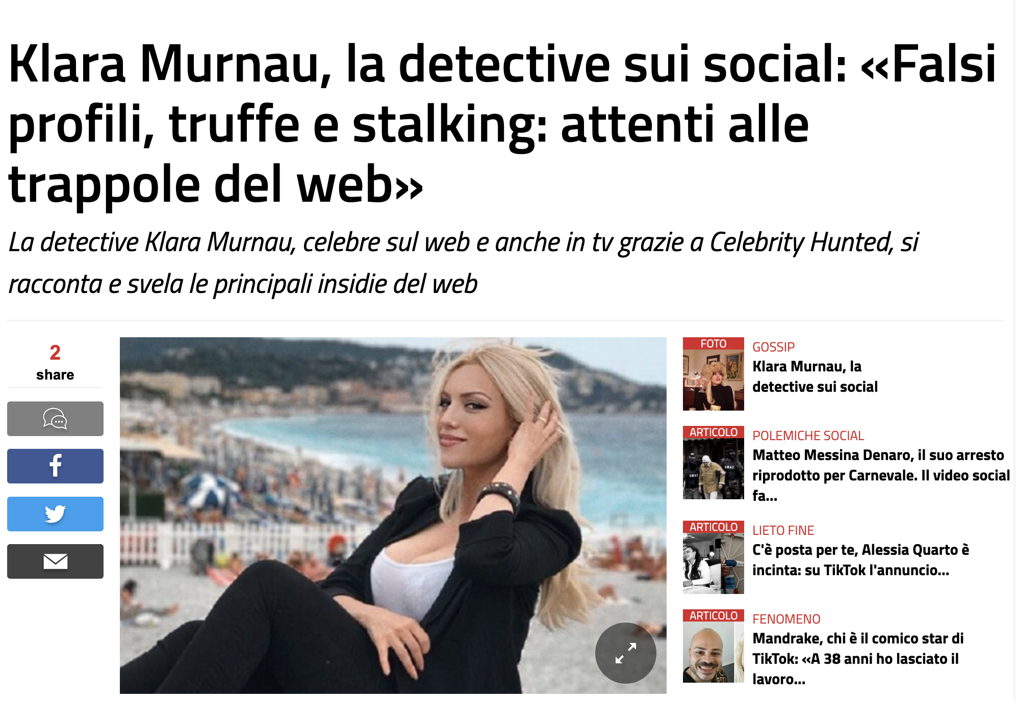 Articolo Leggo su Klara Murnau